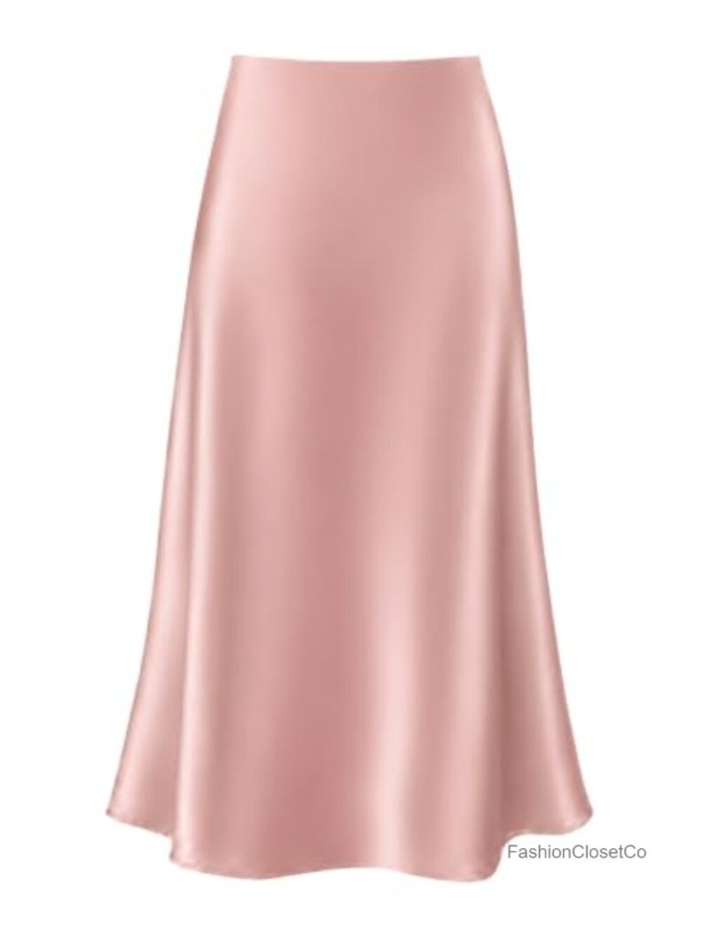 Women's Satin Midi Skirt High Waisted A-Line Flowy Long Skirt